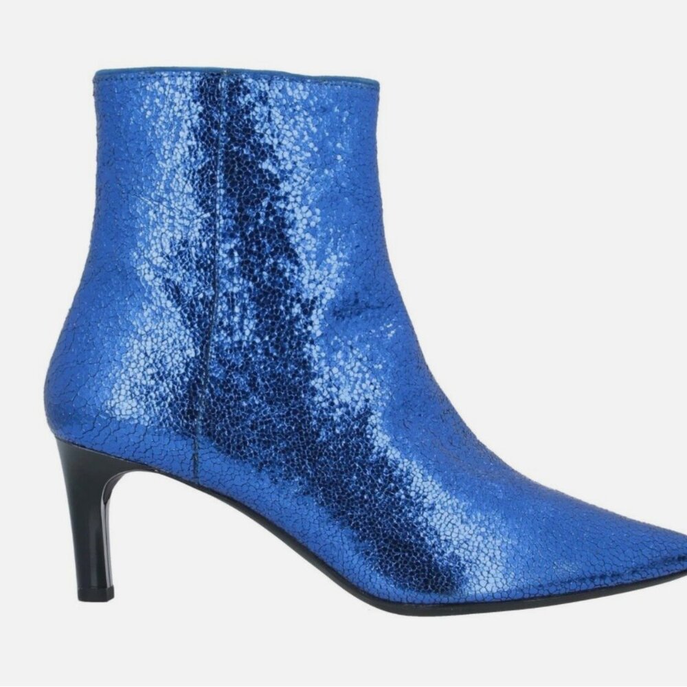 Geox Blue Metallic Leather Ankle Boot